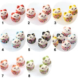 Cat Animal Ceramic Beads Glaze Spacer For Jewelry Making DIY 13x15mm