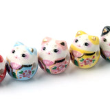 Cat Animal Ceramic Beads Glaze Spacer For Jewelry Making DIY 13x15mm