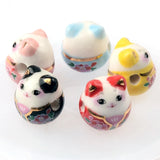 Cat Animal Ceramic Beads Glaze Spacer For Jewelry Making DIY 13x15mm
