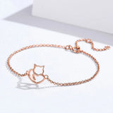 Rose Plated Cat Bracelet S925 Women's Jewelry