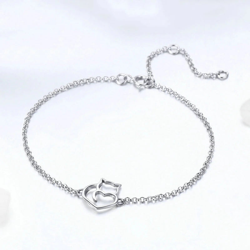 Rose Plated Cat Bracelet S925 Women's Jewelry