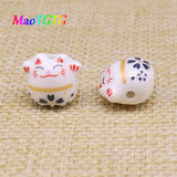 Lovely Multi-colored Cat Ceramic Beads 14x11mm