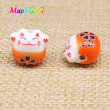 Lovely Multi-colored Cat Ceramic Beads 14x11mm
