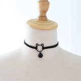 Cat Bell Pendant Choker Collarbone Necklace