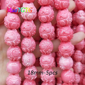 Cat Coral Beads 18mm for Necklace Bracelet, Lovely Cat Shape DIY Bead