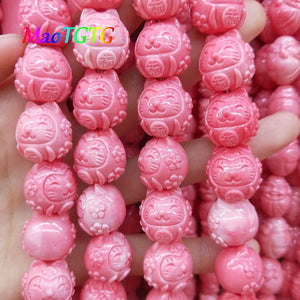 Cat Coral Beads 18mm for Necklace Bracelet, Lovely Cat Shape DIY Bead