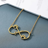 Cat Dog Bear Paw Infinity Pendant Necklace Boho Name Necklace
