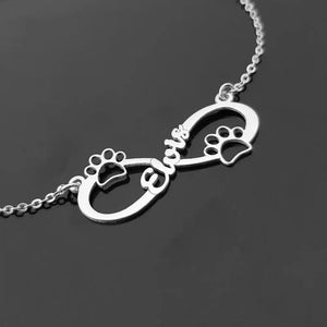 Cat Dog Bear Paw Infinity Pendant Necklace Boho Name Necklace