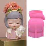Cat Girl Flower Pot Epoxy Resin Mold DIY Crafts Home Decoration