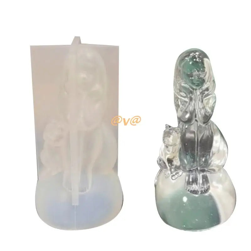 Cat Girl Ornaments Epoxy Resin Mold DIY Crafts Home Decoration Mold