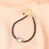 Cat Head Shell Charm Bracelet Natural Mother of Pearl Beaded Bangle Anklet