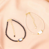 Cat Head Shell Charm Bracelet Natural Mother of Pearl Beaded Bangle Anklet