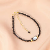 Cat Head Shell Charm Bracelet Natural Mother of Pearl Beaded Bangle Anklet