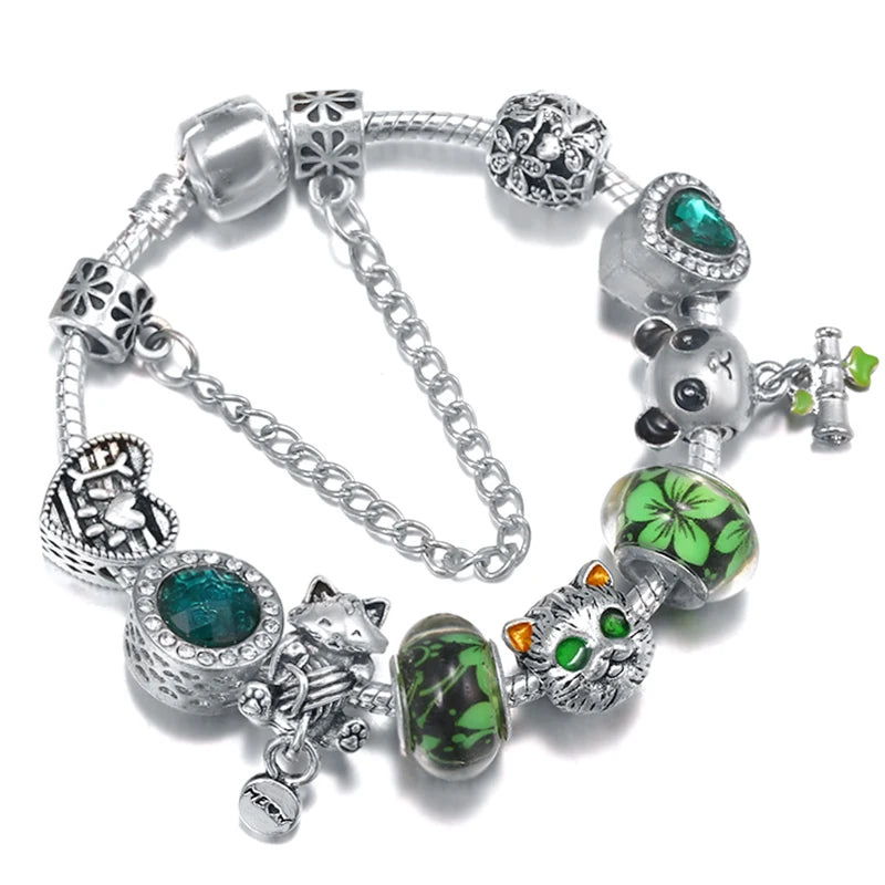 Cat & Panda Charm Bead Pendant for Jewelry DIY