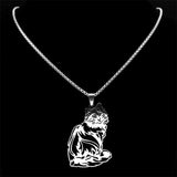 Cat Ragdoll Kitty Pendant Necklace Stainless Steel Silver Chain Pet Lover Gift