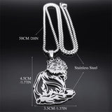 Cat Ragdoll Kitty Pendant Necklace Stainless Steel Silver Chain Pet Lover Gift