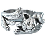 Cat Ring Silver Open Adjustable Alloy Ring
