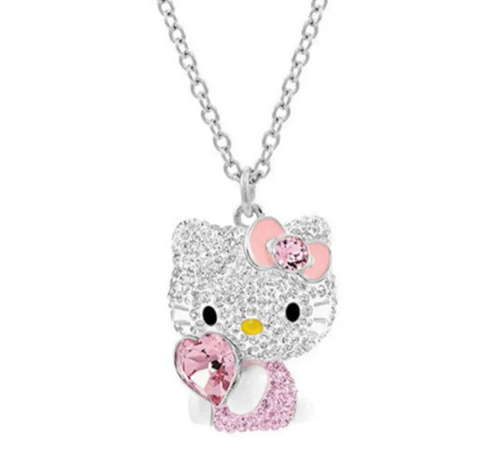 Pink Ear Pendant Heart Necklace Sweater Clavicle Chain Jewelry