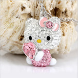 Pink Ear Pendant Heart Necklace Sweater Clavicle Chain Jewelry