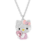 Pink Ear Pendant Heart Necklace Sweater Clavicle Chain Jewelry