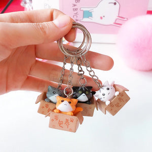 Cartoon Lucky Cat Keychain Self Defense Women KeyRing Car Trinket Kids Toy