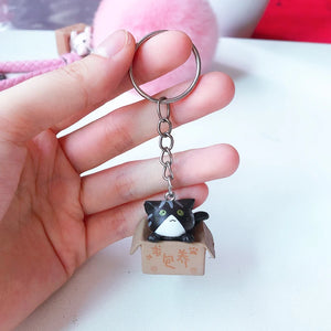 Cartoon Lucky Cat Keychain Self Defense Women KeyRing Car Trinket Kids Toy