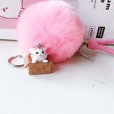 Cartoon Lucky Cat Keychain Self Defense Women KeyRing Car Trinket Kids Toy