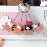 Cartoon Lucky Cat Keychain Self Defense Women KeyRing Car Trinket Kids Toy