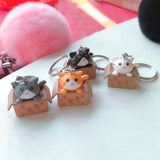 Cartoon Lucky Cat Keychain Self Defense Women KeyRing Car Trinket Kids Toy
