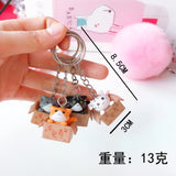 Cartoon Lucky Cat Keychain Self Defense Women KeyRing Car Trinket Kids Toy