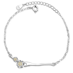 Cherry Blossom Flower Twig Bracelet 925 Silver Jewelry