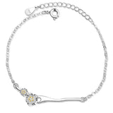 Cherry Blossom Flower Twig Bracelet 925 Silver Jewelry