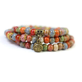 Chinese Ceramic Beads Wrap Bracelet Vintage Siver Charm for Women