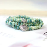 Chinese Ceramic Beads Wrap Bracelet Vintage Siver Charm for Women