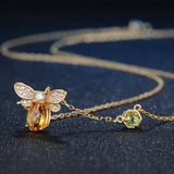 Citrine Bee Bracelet Sterling Silver 925 Stone Zircon Yellow