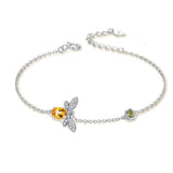 Citrine Bee Bracelet Sterling Silver 925 Stone Zircon Yellow