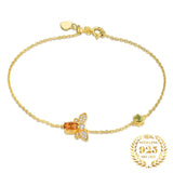 Citrine Bee Bracelet Sterling Silver 925 Stone Zircon Yellow