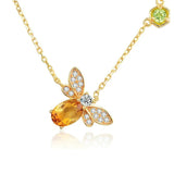 Citrine Bee Bracelet Sterling Silver 925 Stone Zircon Yellow