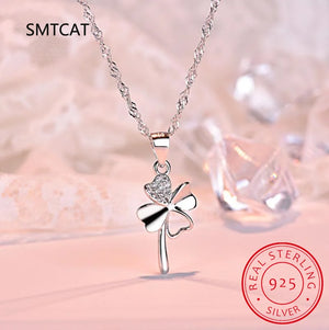 925 Silver Crystal Pendant Necklace for Wedding Party