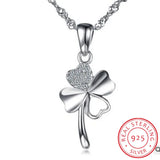 925 Silver Clover Style Crystal Pendant Necklace for Women