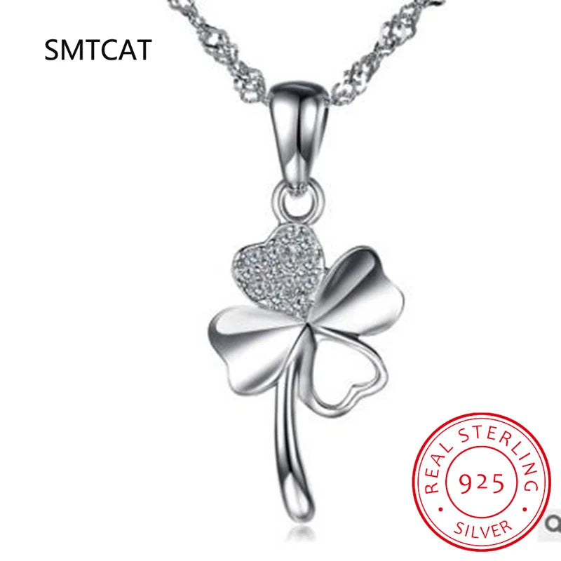 925 Silver Crystal Pendant Necklace for Wedding Party