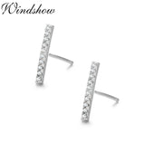 CZ Bar 925 Silver Stud Earrings Women Girls Kids Jewellery