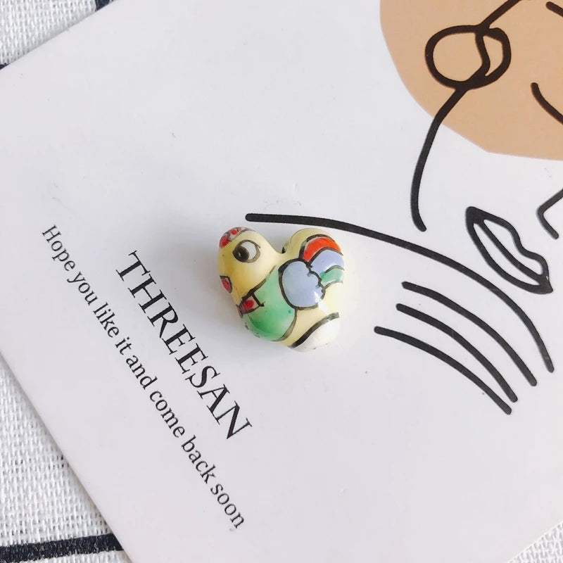 Colorful Animal Hen Beaded Pigeon Ceramic Clay Beads Hand-painted Small Pendant