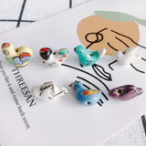Colorful Animal Hen Beaded Pigeon Ceramic Clay Beads Hand-painted Small Pendant