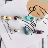 Colorful Animal Hen Beaded Pigeon Ceramic Clay Beads Hand-painted Small Pendant