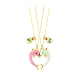 Colorful Dolphin Pendant Necklace 2PCS Set