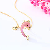 Colorful Dolphin Pendant Necklace 2PCS Set