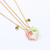 Colorful Dolphin Pendant Necklace 2PCS Set