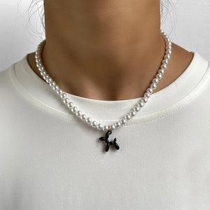Colorful Enamel Balloon Dog Pendant Beaded Necklaces For Women