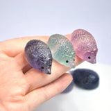 Fluorite Stone Hedgehog Reiki Crystal Craft Healing Home Decoration
